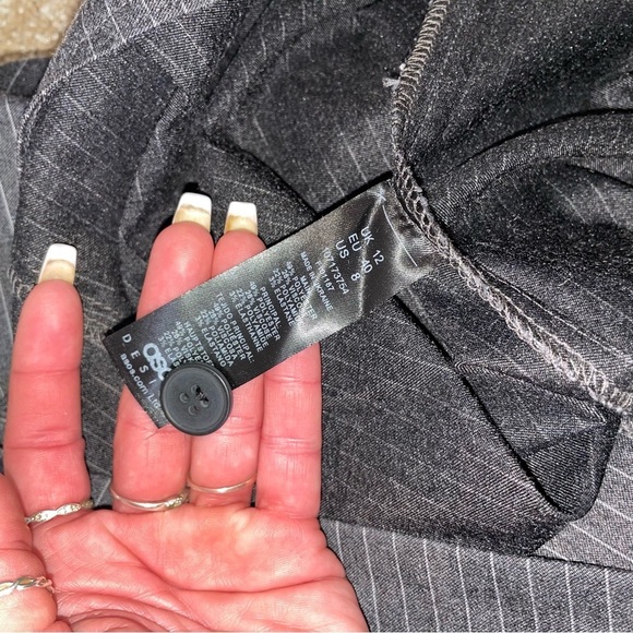 ASOS DESIGN pinstripe flare pants in gray low rise wide leg button zip up SZ 8 - Picture 4 of 12